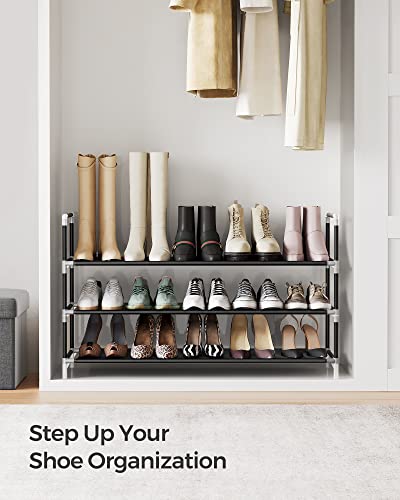 Image of SONGMICS 3-Tier Shoe Rack, Shoe Storage for Hallway Closet, Slim and Space-Saving, Metal Frame, Non-Woven Fabric Shelves, Black ULSH053B01