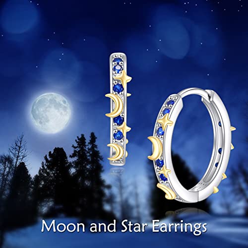 Star Hoop Earrings Moon And Star Earrings For Women Silver Hoop Earrings Jewelry Gifts For Women Girls #TOP5