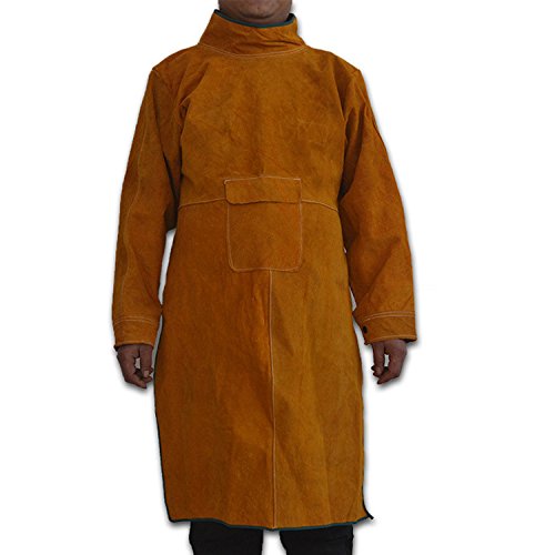 Genuine Cowhide Leather Welding Jacket, Heavy Duty Fire Resistant