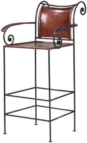 William Shepee Iron/Leather Counter Carver Stool