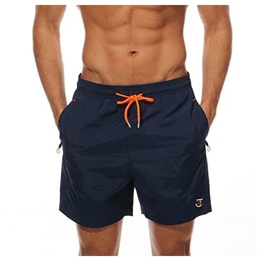 JustSun Badeshorts Herren Badehose Männer Schwimmhose Herren Sommer Schnelltrocknend Boardshorts Beach Shorts mit Kordel Dunkelblau L