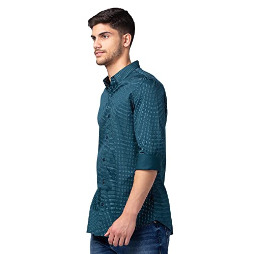 Image of Spykar Men's Slim Fit N /A Full Sleeve Printed Casual Shirts