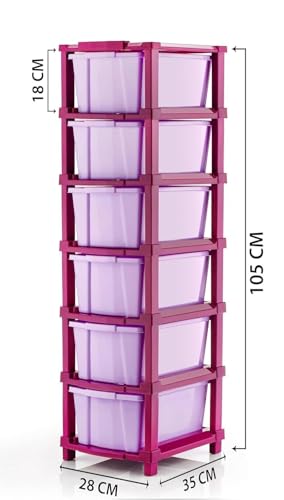Image of TEKCOOL Plastic Drawer Organizer Self Standard Rectangular Multi Purpose Modular Drawer System Large Chest of Drawer Organizer for Home Office,Product Dimension When assembeled (6XL, Purple hex)'