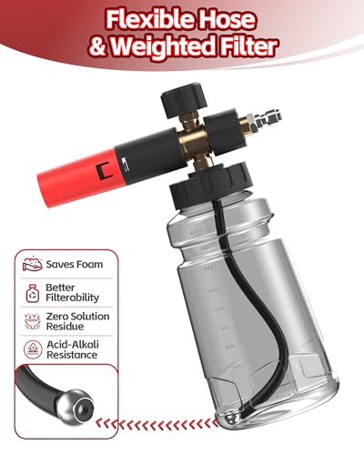 Image of Foam Cannon for Pressure Washer with 1 /4 inch Quick Connector, Wide Mouth Foam Cannon, Adjustable Soap Cannon for Car Wash, Additional 1.1mm Orifice Nozzle (Grey)