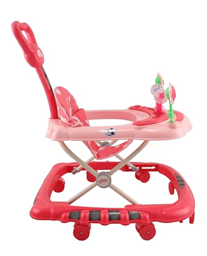Image of JoyRide Spinny Spinner 8 Wheels Baby Walker, Adjustable Height,Parentle Handle, Comfortable Seat, Music and Light, 360 Degree Rotation, Maximum Weight: 12 kg (Peach)