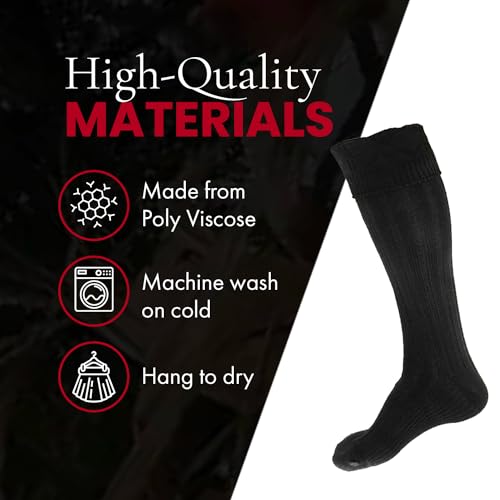 UT Kilts Hose, Traditional Scottish Socks for Kilts, Ribbed Design, Pull Up To Cuff Over Your Hose Flashes4