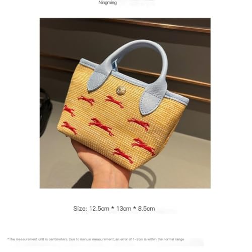 Straw Purse Straw Bag Small Hand-held Tote Bag Shoulder Crossbody Women's Mini Vegetable Basket Straw Purses2