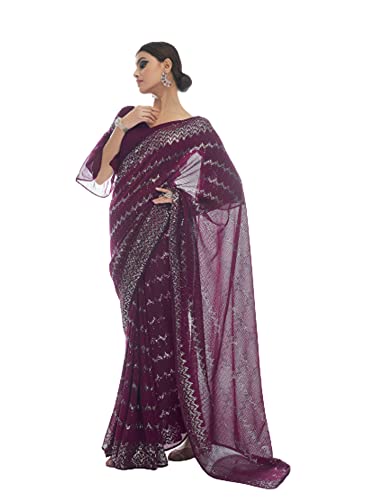 Chemisier tendance bordeaux à paillettes Diwali 2961 grand tissu 5.5 mtrs pour tenue chic