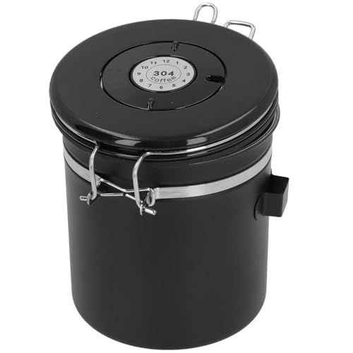 BAFOVY Airtight Coffee Canister, Stainless Steel Storage Container with Coffee Art Spoon, Food Scoop for Beans and Dry Food, Valved Coffee Bean Holder for Fresher, Longer Storage (1.5L