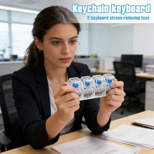 Lot De 2 Claviers Anti-Stress - Clavier Anti-Stress Lumineux 4 Touches, Fidget Clavier, Design Amusant, Porte-clés Décompression Portable Pour Adultes