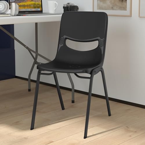 EMMA + OLIVER Black Stackable Flex Comfort Classroom Chair