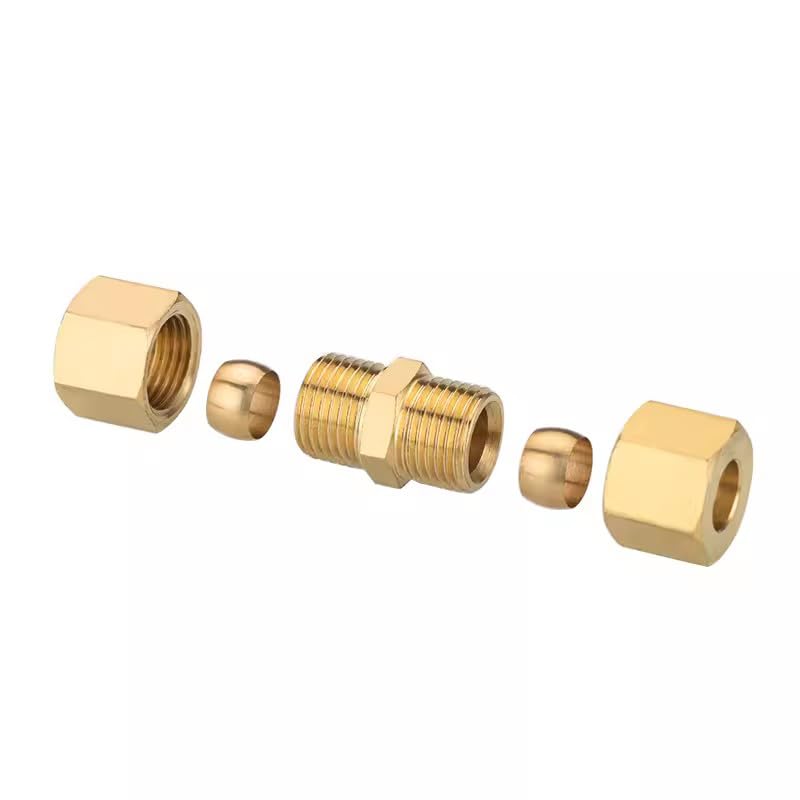 1PC OD 4 6 8 10 12 15-42mm 3/16" 1/4" 5/16" 3/8" 1/2" Tube Compression Union Brass Pipe Fitting Connector Home Garden Oil Water Fuel(8mm to 12mm)