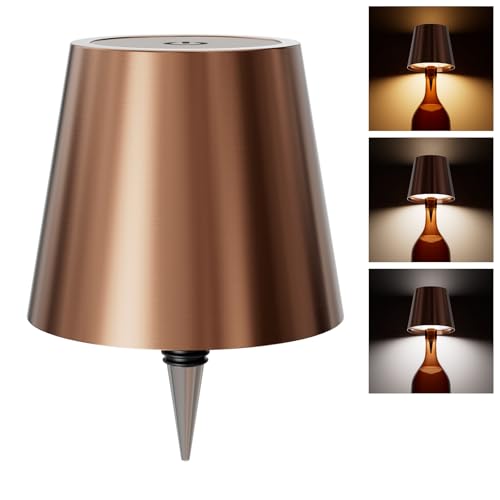 WOKWOYIO Wine Bottle Lights, Bottle Lamp Shade with 3 Color Temperature, Rechargeable Stepless Dimming LED Wine Bottle Light for Any Bottle, Desk Lamp for Bedroom Restaurant Bar-Champagne
