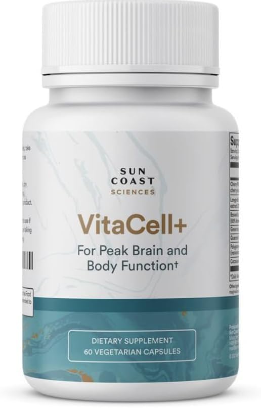 Vitacell+ Longvida Optimized Liposomal Curcumin Capsules - Ingredients for Joint Mobility, Energy Boost – Quercetin, Resveratrol, Boswellia Serrata & More