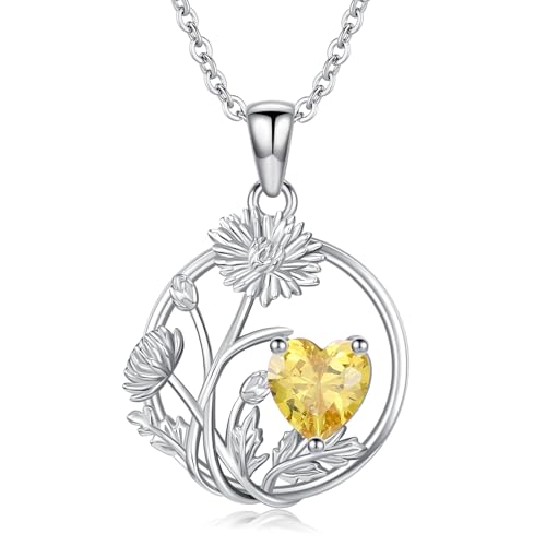QKABTI November Birth Month Flower Necklace 925 Sterling Silver Unique