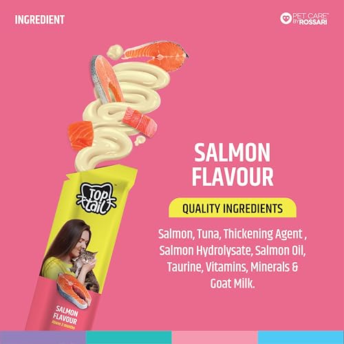 Image of Squeezy Creamy Treats for Cat | Salmon Flavour | 120 Grams, Combo Pack of 2 x 60g (12g x 10 Sachets) | Lickable Treats for Cats, Rich in Omega-3 & 6 Fatty Acids