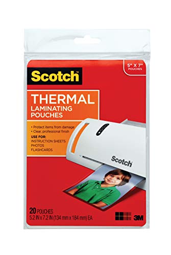 Scotch Thermal Laminating Pouches Premium Quality, 5 Mil Thick For Extra Protection, 20 Pouches/6 Pack, Our Most Durable Lamination Pouch, 5.31 X 7.28 Inches, Clear (Tp5903-20) #TOP11