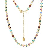ELKEYE Spiral-Patterned Necklace For Women Geometric Square with Temperament Colorful Tourmaline Pendant Titanium Steel Plated with 18k Gold Fashionable Design Sense Necklace
