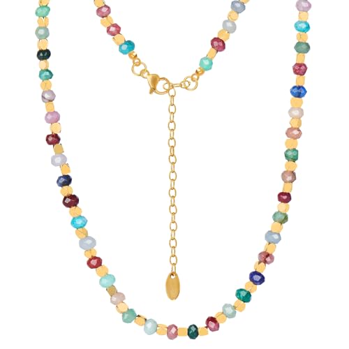 ELKEYE Spiral-Patterned Necklace For Women Geometric Square with Temperament Colorful Tourmaline Pendant Titanium Steel Plated with 18k Gold Fashionable Design Sense Necklace