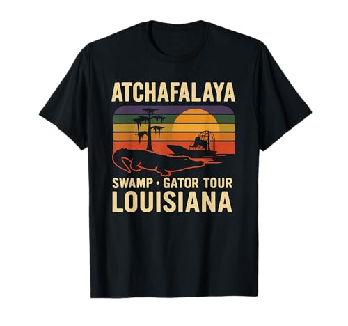 Atchafalaya Gator Tour Shirt Louisiana Swamp Boat Sunset T-Shirt