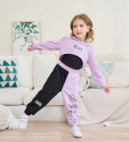 Kid Toddler Girls Clothes Outfits Letter Graphic Hoodie Sweatpants Cami Top 3PC Fall Winter Pant Set2