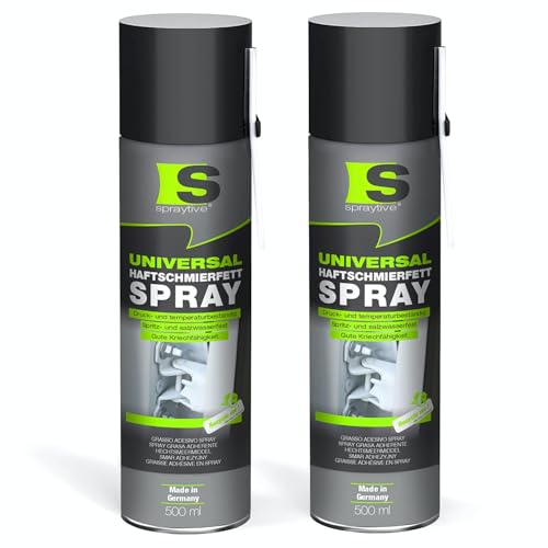 Spraytive 2 x 500 ml Universal Haftschmierfett-Spray – Schmierfett & Kriechöl für Auto, Gelenke, Lager & Scharniere – hochviskoses Sprühfett, Seilfett & Polfett, Korrosionsschutz - Made in Germany