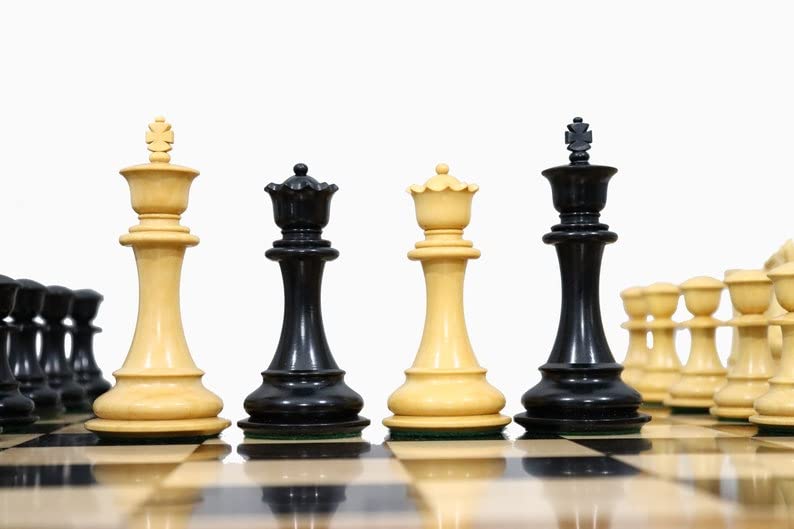 The Persian Knight - Set di scacchi di lusso in legno di ebano e bosso naturale con 2 regine extra, 11,2 cm King Triple Weighted