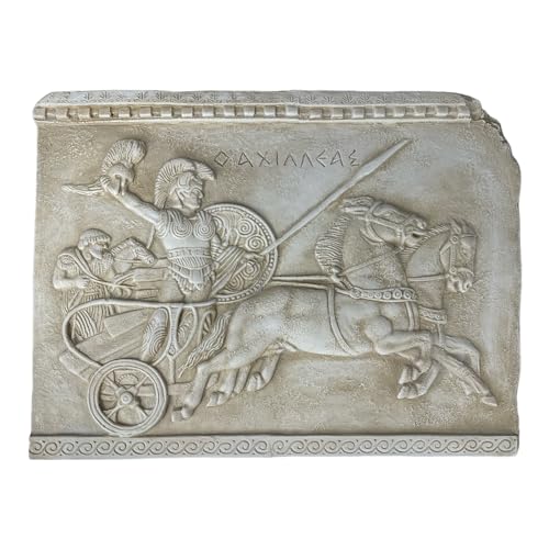 Bas Relief Triumph of Achilles on Chariot Cast Stone Greek Sculpture Wall Decor