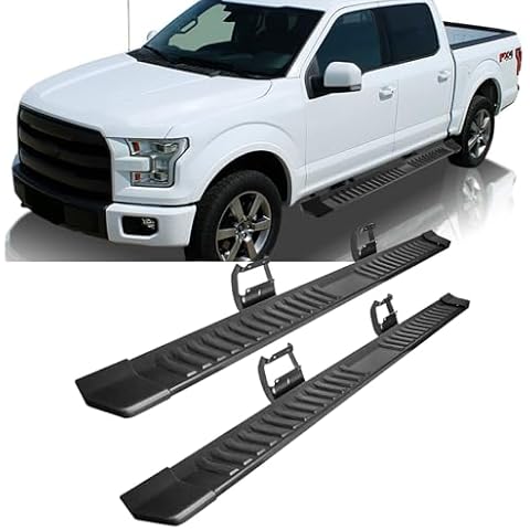 KKoneAuto 6Inch Running Boards Compatible with F150 Crew Cab 2015-2021 & F250/F350 Super Duty Crew Cab 2017-2021 Aluminum Side Steps OE Style Nerf Bars Step Bars, Black Cover