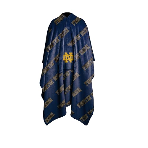 Logo Brands NCAA Notre Dame Fighting Irish Wearable Throw Blanket Oversized Plush Fleece Wrap with Front Pocket | Officially Licensed Design | Cozy Game Day & Stadium Cover-Up