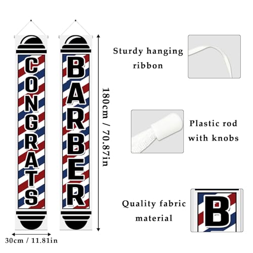 Barber Graduation Door Banner - Congrats Barber Decoration - Barber Door Decoration 70.8×11.8 Inches by Usumz - Used condition - US$12.85