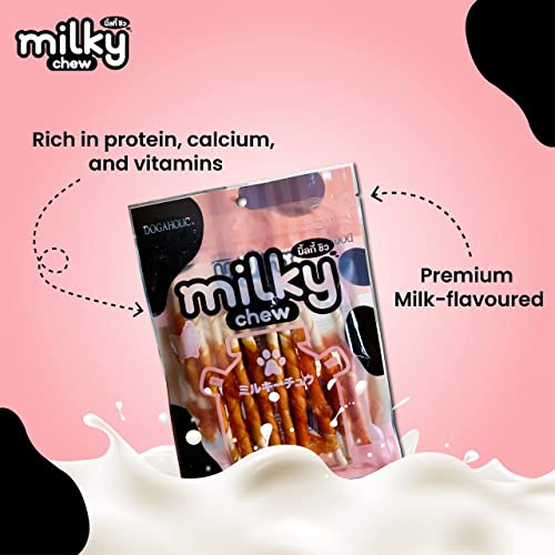 Image of Milky Chew Chicken Stick Dog Treats - Premium Rawhide-Free Milk-Flavoured Sticks for Dogs of All Ages & Sizes - Nutritional 4-Pack