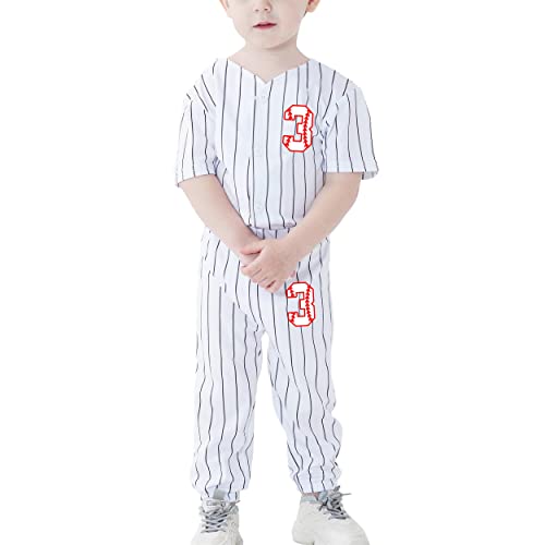 Image of BAICAIYU Toddler Boys Birthday Outfit Kids Baseball Jersey and Pants Suit Set 2nd 3rd 4 Years Old Stripe Cute Summer Clothes