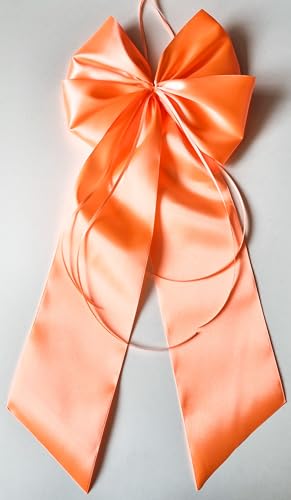 CaPiSo 20x40 cm Große Satin-Doppelschleife ohne Basteln Schleife Geburtstag Weihnachtsschleife Weihnachten Hochzeit Doppelschleife Satinschleife (Leuchtendes Apricot)