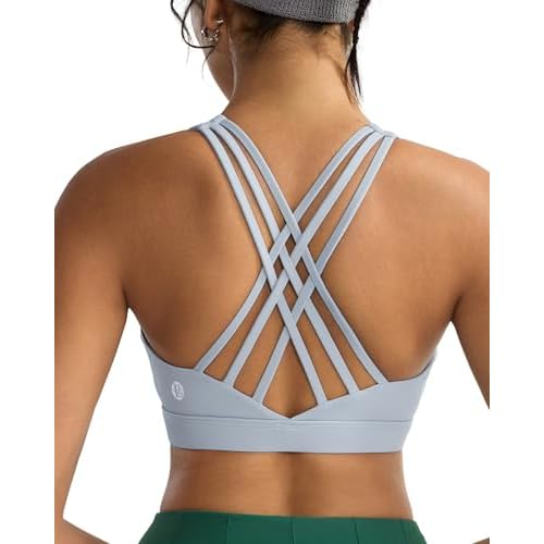 RUNNING GIRL Sports Bras for Women,High Impact Criss Cross Back Molded Cup Running Bra with Sewn in Pads Grey XX-Large