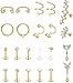 CASSIECA 22PCS Boucles d'oreilles Stud Hoop CZ Helix Tragus Daith Rook Conch Piercing pour Femmes Hommes en Acier Inoxydable Articulé Clicker Nez Anneau Septum Lip Piercing Bijoux