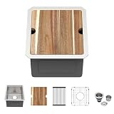 Kichae Lavello da bar sottotop – 33 x 38,1 cm bar preparazione camper lavello cucina in acciaio inox 16 gauge postazione di lavoro Lavelli da bar bagnato lavabo singolo vasca fatto a mano con taglio