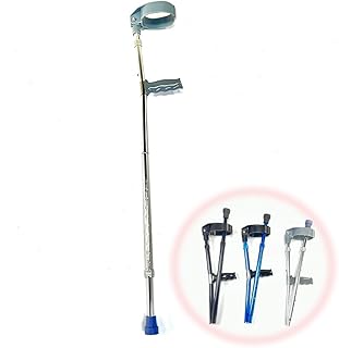 KADEUX Elbow Crutches Foldable Forearm Crutches Adults, Height Adjustable Mobility Aid Ergonomic Cuff, Crutches for Elderly, Lightweight (Color : Silver)