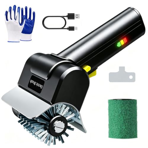 ITRDDGE Brosse gril électrique sans soies - Recharge USB-C 2 têtes détachables gants