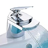 [page_title]-Mono Waschtischarmatur Wasserfall Wasserhahn Waschbecken Ablaufgarnitur Hebel Wasserhahn, Chrom finshed