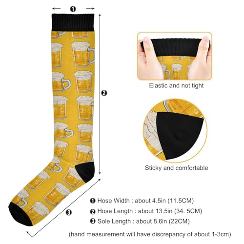 ALAZA Beer Yellow Compression Socks for Women Men Circulation Long Socks Running Athletic Cycling3