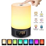 Réveil Lumière, SOLMORE Lampe Matin Lampe de Chevet Réveille RGB Tactile de Table Avec USB Rechargeable 3 Luminosité 7 Couleur 6 Sonnerie Naturel Réglable Multicolore