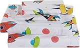 Fancy Linen Sheet Set Solar System Universe Galaxy Stars Rocket Spaceship Navy Blue Orange White Red New (Queen)