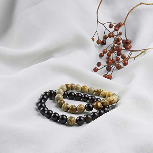 Anavego True Bond Matching Couples Bracelet Set With Storage Box. Wooden & Jasper 8 Millimeter Beaded. Unique 5 5Th Year Marriage Wood Gifts For Him Her Boyfriend Girlfriend Husband Wife #TOP2