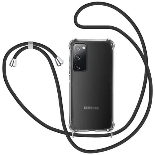 Coque de Protection pour Samsung Galaxy S20 FE 2020/2022 avec Cordon de Serrage Transparent en Silicone avec Cordon de Serrage Noir