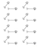 JOERICA 8 Pairs Tiny Cartilage Stud Earrings Stainless Steel Cubic Zirconia Earrings for Women Men 18G Screw Flat Back Earrings Set with 2MM CZ