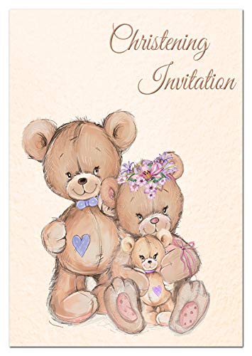 Christening Invitations Packs - Cheap Pack of 24 invitation cards without envelopes –Ready to Write Invites - Unique Double-sided Postcard - Baby Boy Girl Twins Brother Sister Design - Joint Baptism