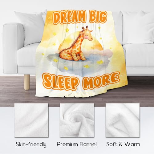 Giraffe Blanket, Cute Soft Throw Gifts for Boys, Cozy Flannel Throw Blankets for Bed Travel, Yellow 50"x60"
