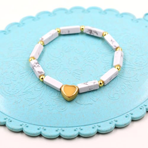 Image of Cuboid Love Elastic Bracelet, Crystal Energy Stone Anxiety Relief Yoga Jewelry for Women Male (Heart-shaped Charm Can Be Customized Name)