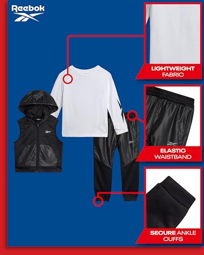Reebok Boys Athletic Set - 3 Piece Zip Puffer Vest, Long Sleeve Jersey Tee, and Fleece Jogger Pants for Toddlers/Boys (12M-7)2